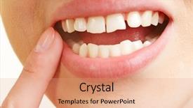  Presentation with mouth tooth - Presentation design featuring gingival health - woman with inflammation of gums background and a coral colored foreground