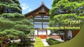  Presentation with city japan - Slide set with ginkaku-ji-also-known background and a tawny brown colored foreground