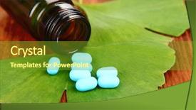  Presentation with ginkgo - PPT theme consisting of homoeopathy - ginkgo biloba leaves and medicine background and a tawny brown colored foreground