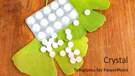  Presentation with ginkgo - Amazing presentation theme having ginkgo-biloba-leaves-and-pills backdrop and a gold colored foreground