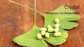  Presentation with ginkgo - Presentation consisting of ginkgo-biloba-leaves-and-pills background and a coral colored foreground