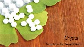  Presentation with ginkgo - Cool new theme with ginkgo biloba leaves and pills backdrop and a red colored foreground