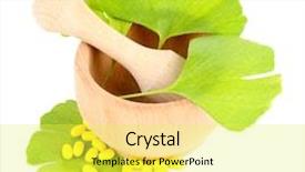  Presentation with ginkgo - Slide deck featuring ginkgo biloba leaves in mortar and pills isolated on white background and a yellow colored foreground