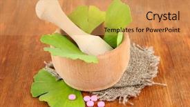  Presentation with ginkgo - Amazing theme having homoeopathy - ginkgo biloba leaves in mortar backdrop and a yellow colored foreground