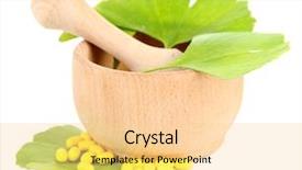  Presentation with ginkgo - PPT theme enhanced with homoeopathy - ginkgo biloba leaves in mortar background and a blonde colored foreground