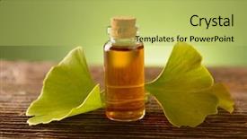  Presentation with ginkgo - Beautiful PPT layouts featuring green extraction - ginkgo essential extract backdrop and a yellow colored foreground