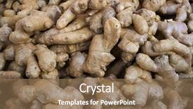  Presentation with ginseng - Amazing theme having ginseng ginger roots background pattern backdrop and a coral colored foreground