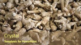  Presentation with chinese medicine - Presentation theme featuring ginseng-ginseng-root-piled-high background and a tawny brown colored foreground