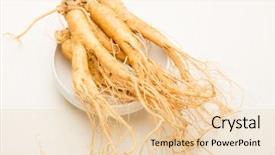  Presentation with ginseng - PPT layouts having ginseng stick on white market background and a  colored foreground
