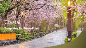  Presentation with japan streets - PPT layouts consisting of gion-shirakawa-kyoto-japan-old background and a coral colored foreground