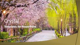  Presentation with japan streets - Amazing PPT theme having gion-shirakawa-kyoto-japan-old backdrop and a coral colored foreground