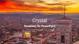  Presentation with tower - Theme having giottos-bell-tower-in-florence background and a violet colored foreground