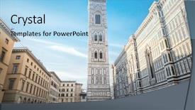  Presentation with tower - Theme consisting of giotto's bell tower background and a light blue colored foreground