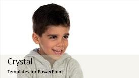  Presentation with child and adolescent identity development - Presentation theme featuring gipsy child with grey sweatshirt background and a  colored foreground
