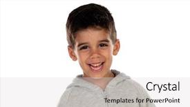  Presentation with child development brain - Audience pleasing presentation theme consisting of gipsy child with grey sweatshirt backdrop and a  colored foreground