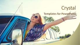  Presentation with road trip - PPT theme having gipsy children - summer holidays road trip vacation background and a cream colored foreground