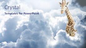  Presentation with cloud - Presentation theme having giraffe-above-stormy-clouds-cute background and a sky blue colored foreground