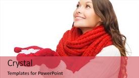  Presentation with happiness - Audience pleasing presentation consisting of snow girl - winter people happiness concept backdrop and a red colored foreground