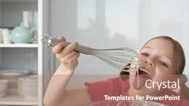  Presentation with cream - Audience pleasing slide set consisting of girl-5-6-licking-cream backdrop and a coral colored foreground