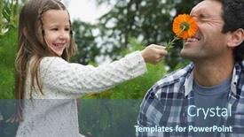  Presentation with father - Colorful slides enhanced with girl-5-6-sticking-flower backdrop and a ocean colored foreground