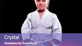  Presentation with black girl - Audience pleasing slide deck consisting of girl aikido fighter on black backdrop and a violet colored foreground