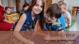  Presentation with down syndrome - Slides enhanced with girl-and-a-boy background and a  colored foreground