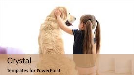  Presentation with christian living - Slides consisting of girl and big kind dog background and a coral colored foreground