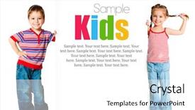  Presentation with sample - Beautiful presentation design featuring girl and boy beside backdrop and a white colored foreground