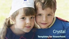  Presentation with fancy dress - Cool new presentation theme with girl and boy dressed up backdrop and a ocean colored foreground