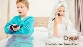  Presentation with bed - PPT theme enhanced with girl and boy in bathrobe background and a lemonade colored foreground