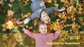  Presentation with grass - Slides featuring girl-and-boy-lie background and a tawny brown colored foreground