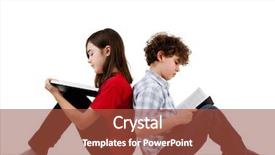  Presentation with kids reading books - Presentation theme with girl and boy reading books background and a red colored foreground