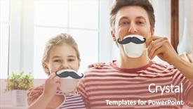  Presentation with kid s happy fathers day - Cool new presentation design with girl and daddy have mustache backdrop and a coral colored foreground