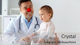  Presentation with baby medical - Colorful slide deck enhanced with girl and doctor or pediatrician backdrop and a light gray colored foreground