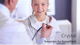  Presentation with heartbeat - Amazing slide deck having girl-and-doctor-with-stethoscope backdrop and a light blue colored foreground
