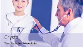  Presentation with heartbeat - Theme enhanced with girl-and-doctor-with-stethoscope background and a light blue colored foreground