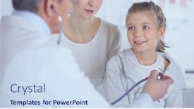  Presentation with heartbeat - Amazing slides having girl-and-doctor-with-stethoscope backdrop and a sky blue colored foreground