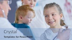  Presentation with heartbeat - Slide set enhanced with girl-and-doctor-with-stethoscope background and a light blue colored foreground