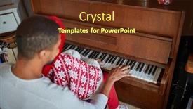  Presentation with christmas play - Slide set consisting of girl-and-father-together-play background and a tawny brown colored foreground