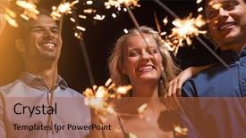  Presentation with sparkling lights - Beautiful PPT theme featuring girl and guys celebrate new backdrop and a red colored foreground