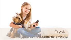  Presentation with companion - Amazing PPT theme having girl-and-her-companion-terrier backdrop and a lemonade colored foreground