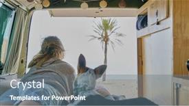  Presentation with living life - Audience pleasing presentation theme consisting of girl-and-her-dog backdrop and a ocean colored foreground