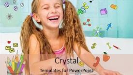  Presentation with magic - Colorful presentation theme enhanced with little girl and her magic backdrop and a coral colored foreground