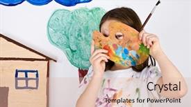  Presentation with farewell girl - Colorful presentation enhanced with girl and her painting backdrop and a lemonade colored foreground