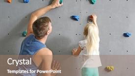 Presentation with climbing - Presentation theme consisting of girl and instructor in climbing background and a coral colored foreground