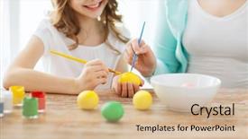  Presentation with child support family law - Colorful presentation enhanced with girl and mother coloring eggs backdrop and a coral colored foreground