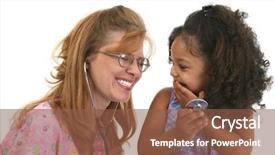  Presentation with nursing to nurse communication - Slide deck consisting of girl and smiling friendly nurse background and a  colored foreground