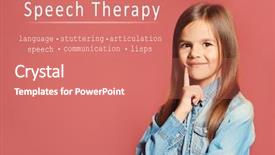  Presentation with play therapy - Beautiful PPT theme featuring girl and text speech therapy backdrop and a coral colored foreground