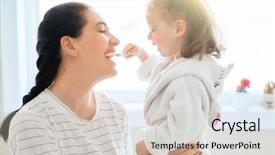  Presentation with baby teeth - PPT theme consisting of girl are brushing teeth toothbrush background and a  colored foreground