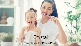  Presentation with baby teeth - Beautiful PPT layouts featuring girl are brushing teeth toothbrush backdrop and a  colored foreground